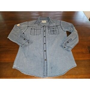 Lee Valley Ireland Notre Dame Blue Distressed Button‎ Up Shirt Mens Small